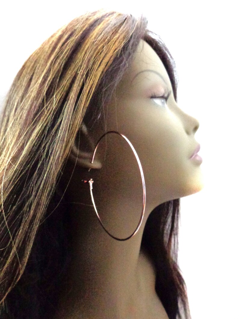 LARGE 3.5 Inch Hoop Earrings Simple Thin Hoop Earrings Rose Etsy