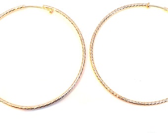 Clip-on Earrings  Extra Large Hoop Earrings Gold Tone Hoop Earrings 4 inch Hoops Lightweight