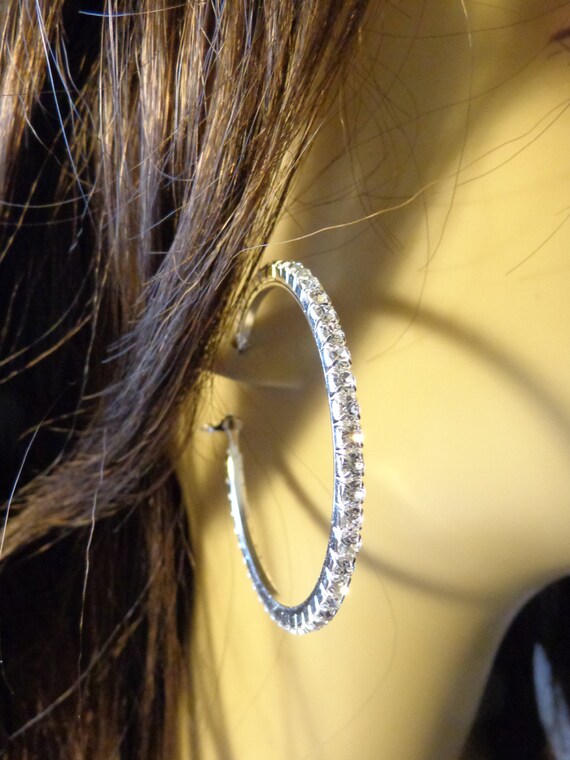 Diamond hoop on sale earrings 2 inches