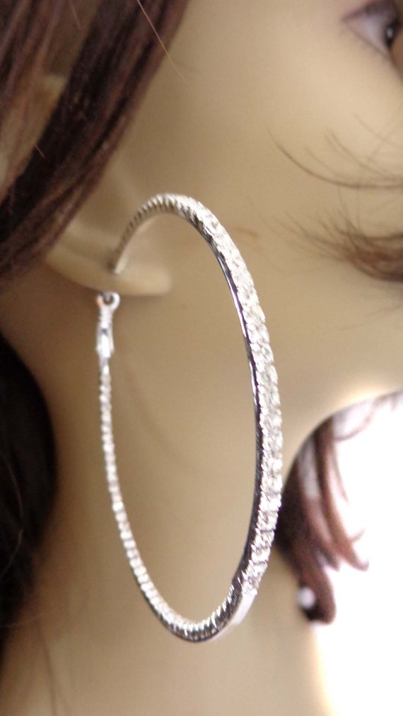 Large crystal clearance hoop earrings