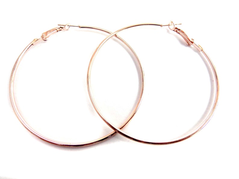 Rose Gold Plated Hoop Earrings Medium 2 Inch Hoops Thin Hoop Etsy