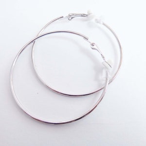 Clip-on Earrings Clip Hoop Earrings Gold or Silver Plated 2 inch Hoop Earrings Hypo-Allergenic Clip on Earrings image 3