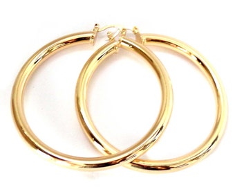 Large Hoop Earrings Thick Round Gold Plated Hoop Earrings Tube Hoop Earrings Solid Hoops 3 inch