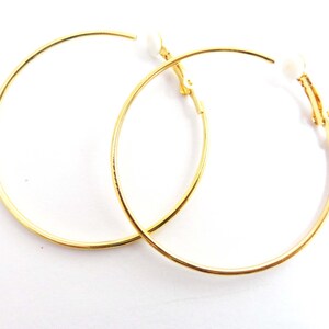 Clip-on Earrings Clip Hoop Earrings Gold or Silver Plated 2 inch Hoop Earrings Hypo-Allergenic Clip on Earrings image 2