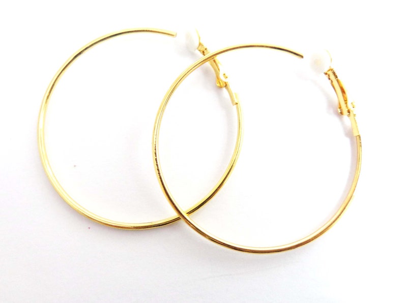 Clip-on Earrings Clip Hoop Earrings Gold or Silver Plated 2 inch Hoop Earrings Hypo-Allergenic Clip on Earrings image 2