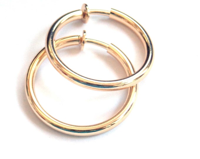 Clipon Earrings Clip Hoop Earrings Gold Tone Brass Hypoallergenic 1