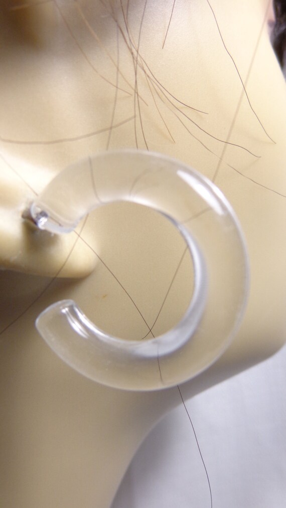 Lucite HOOP Earrings Clear 1 inch Hoop Earrings T… - image 1