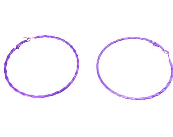 Purple Hoop Earrings 2.75 inch Hoop Earrings Ripple Hoop Earrings