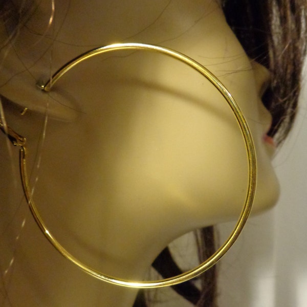 LARGE 3 inch Hoop Earrings GOLD and Silver Tone ULTRA Thin Hypo-Allergenic Hoop Earrings
