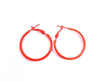 Orange Hoop Earrings Assorted Sizes Classic Hoop Earrings Orange Earrings 1 to 2.75 inch