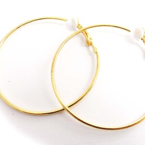 Clip-on Earrings Clip Hoop Earrings Gold or Silver Plated 2 inch Hoop Earrings Hypo-Allergenic Clip on Earrings image 1