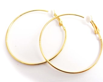 Clip-on Earrings Clip Hoop Earrings Gold or Silver Plated 2 inch Hoop Earrings Hypo-Allergenic Clip on Earrings
