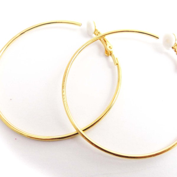 Clip-on Earrings Clip Hoop Earrings Gold or Silver Plated 2 inch Hoop Earrings Hypo-Allergenic Clip on Earrings