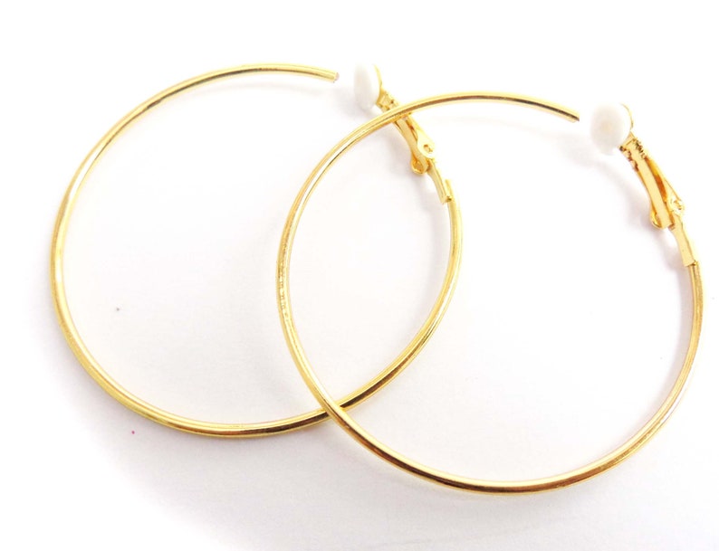 Clip-on Earrings Clip Hoop Earrings Gold or Silver Plated 2 inch Hoop Earrings Hypo-Allergenic Clip on Earrings image 1
