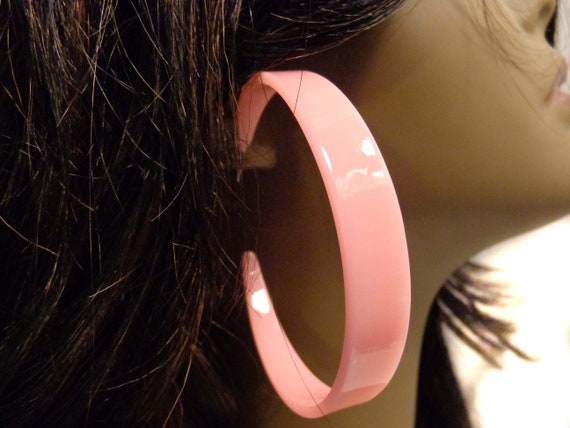 Pastel pink shop hoop earrings