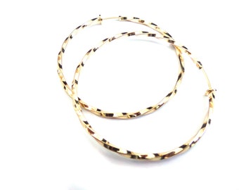 Clip-on Earrings Hoop Earrings Twisted Hoops Gold Plated Hoop Earrings 2 inch hoops