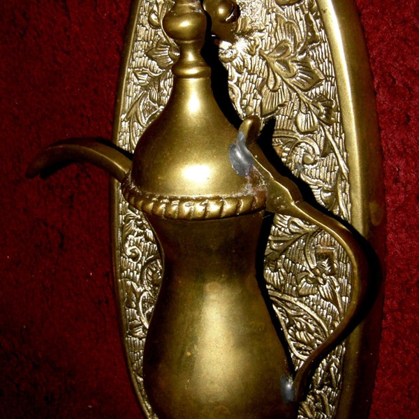 Asian/Oriental or Middle Eastern  Brass Islamic Hand Crafted Etched and Embossed Brass Oriental Pot Wall Décor