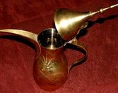 Saudi Arabia Solid Brass Dallah Coffee Pot Islamic Brass Tea Pot - Large Pitcher - Traditional Handmade Middle Eastern Ottoman Metal-ware