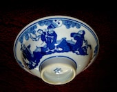 Magnificent Blue White Chinese Porcelain Plate with figures, garden, and landscape scenes