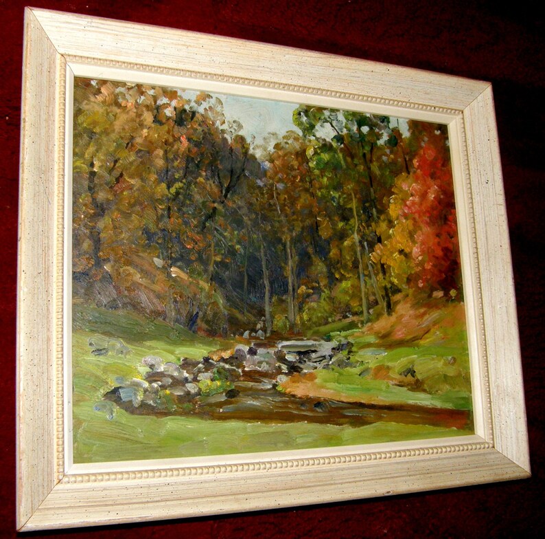 Original Vintage/antique Oil on Masonite Board Landscape Study Painting