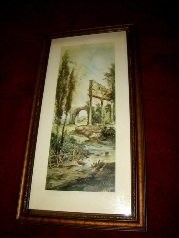 Marco Grande Paisaje Pintura Vintage Foto Living Casa De Muñecas Miniaturas