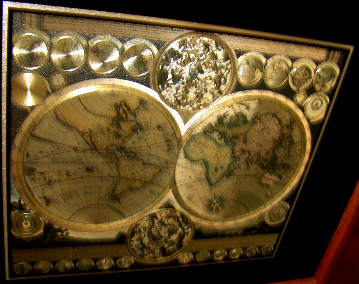 Vintage Rare 24K Gold Foil World Map AFTER Adam Friedrich  Etsy
