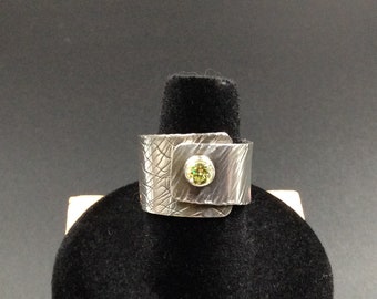 Peridot Gemstone Wrap Ring in sterling Silver