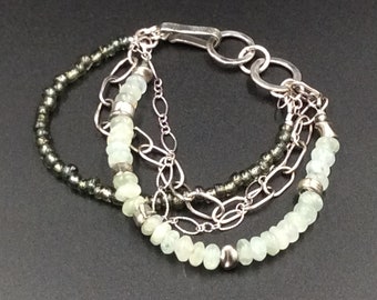 Aquamarine multi chain bracelet