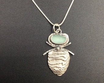 Sea Glass Silver Pendant Necklace
