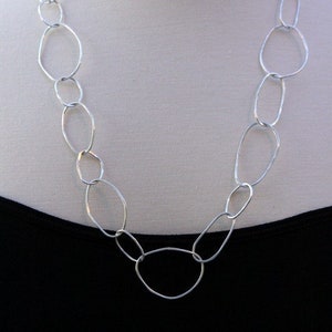 Sterling Silver Organic Circle Link Necklace image 1