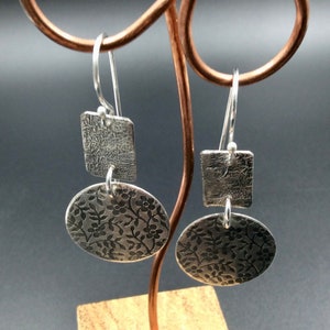 Round Earrings with Reticulated Silver image 2