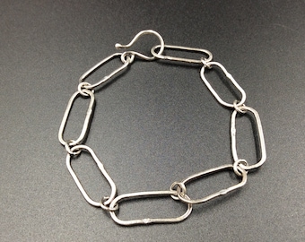 Paper Clip Linked Sterling Bracelet