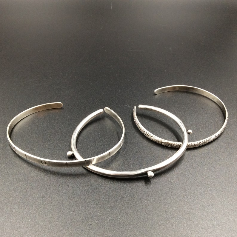 3 Sterling Silver Cuff Bracelets Set image 2