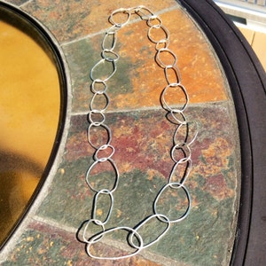 Sterling Silver Organic Circle Link Necklace image 5