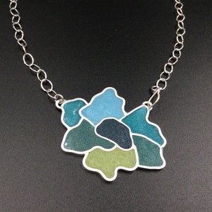 Resin Flower Necklace on Sterling Silver Chain