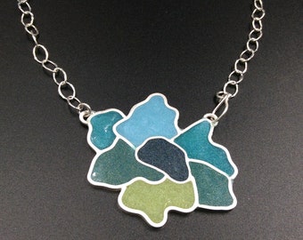 Resin Flower Necklace on Sterling Silver Chain