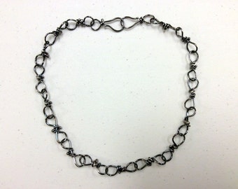 Handmade Chain Link Sterling Silver Choker Necklace