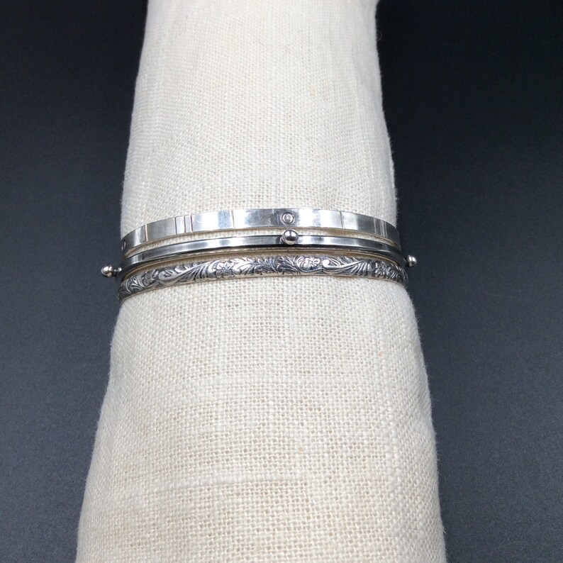 3 Sterling Silver Cuff Bracelets Set image 1