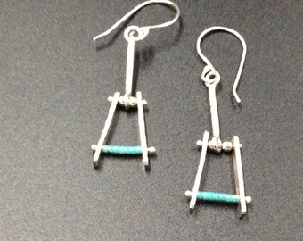 Sterling Silver Drop Earrings with Turquoise Beads