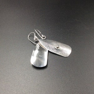 Long Sterling Silver Feather textured Earrings image 3