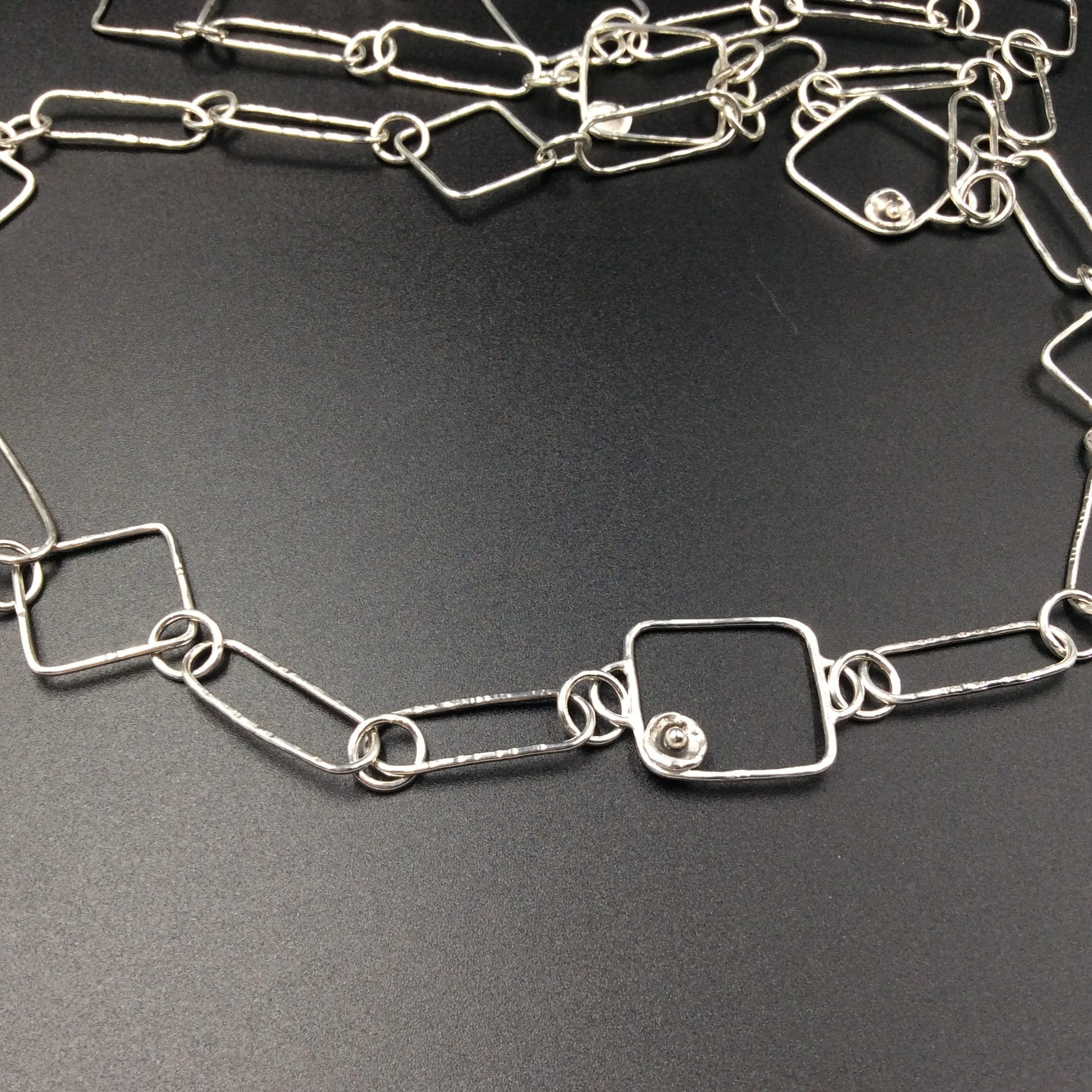 Handmade long Sterling Silver chain link necklace Etsy Polska