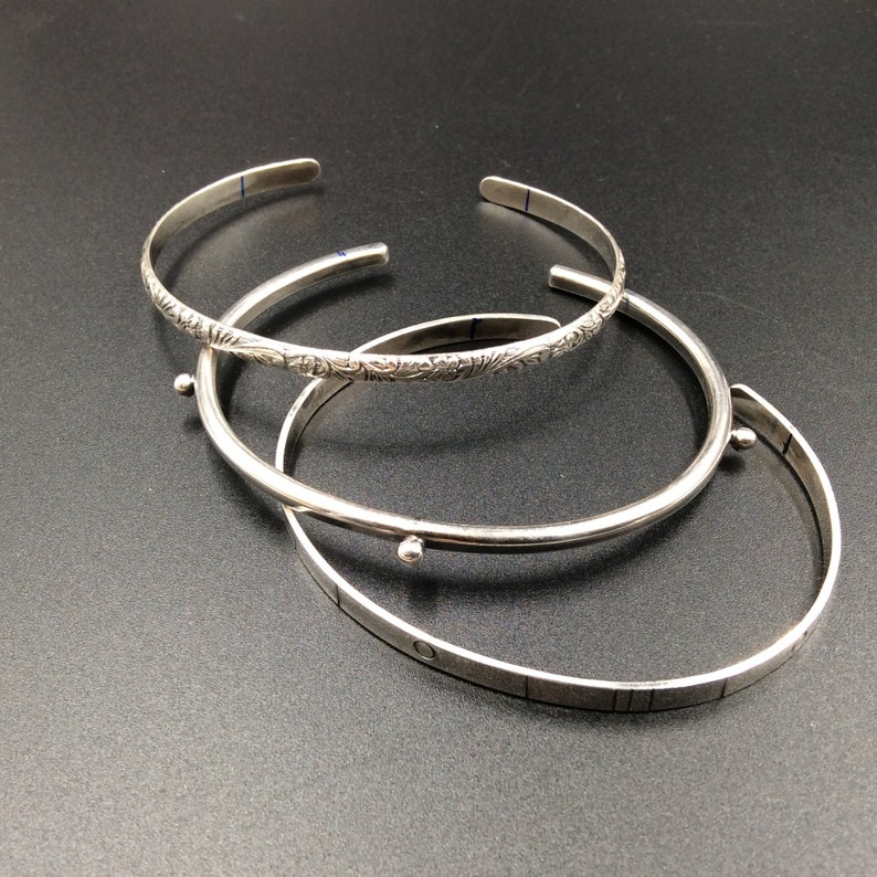 3 Sterling Silver Cuff Bracelets Set image 4