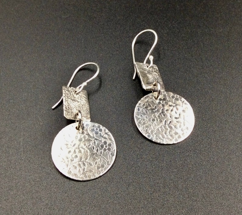 Round Earrings with Reticulated Silver image 1