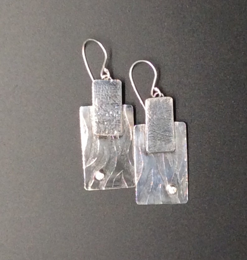 Sterling Silver Dangle Earrings with diamond CZ stones image 5