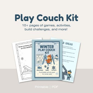 Winter Play Couch Activity Kit – Printable Winter + Snow Build Ideas, Games & Fort Cards (Nugget Couch PDF for Kids)