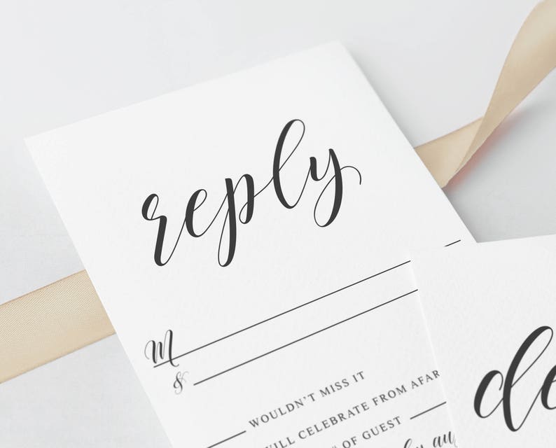 Script Wedding Invitation Printable Invite RSVP and OPTIONAL Details card Digital