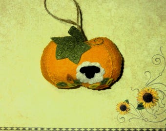 Felt Fall Autumn Pumpkin & Sheep Rustic Ornament
