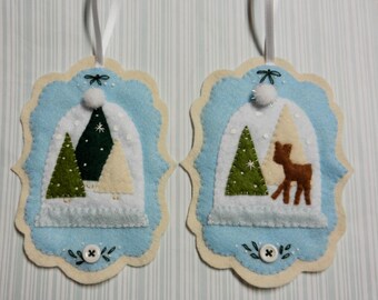 Felt Christmas Winter Snow Globe Ornaments with Deer by SimplyEilene