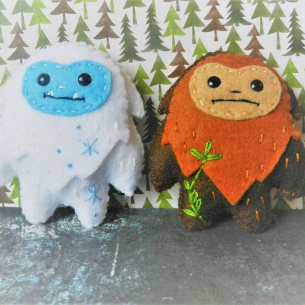 Peluches Sasquatch abominables bonhomme de neige en feutre Big Foot par LittleDear