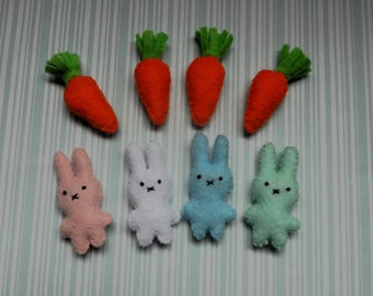 Felt Mini Easter Bunny and Carrot Plushies Favors